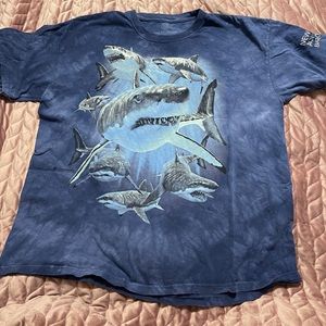 the mountain navy tie dye shark t shirt